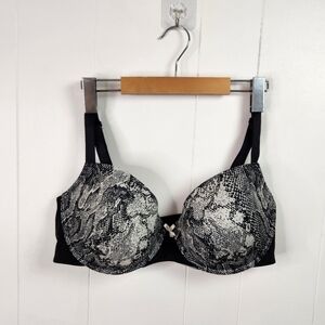 Penningtons TiVoglio Black Snakeskin Underwire Lightly Lined T-Shirt Bra 40ddd